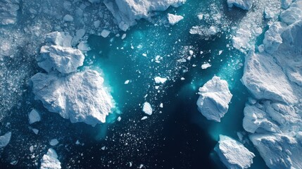 Stunning Overhead Perspective of Icebergs and Ice Floes in Arctic Waters