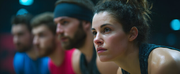 Fototapeta premium Crossfit participants push limits fueled by fierce determination in an intense team battle indoors