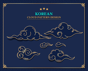 한국 전통문양의 금색 구름