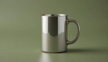 Sleek metallic mug mockup for branding, logo design, or promotional product presentations