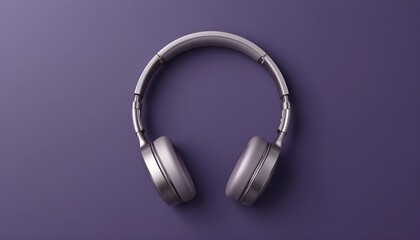Stylish silver headphones on a vibrant purple background for premium audio experiences