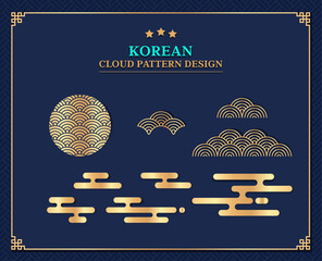 한국 전통문양의 금색 구름