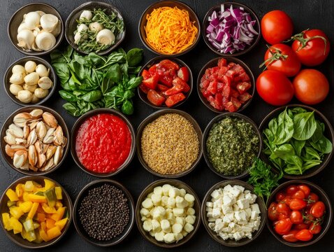 Selective focus. A digital tablet displaying a collection of healthy recipes with ingredients and cooking steps. Modern tablet screen showing a healthy recipe app with detailed instructions.