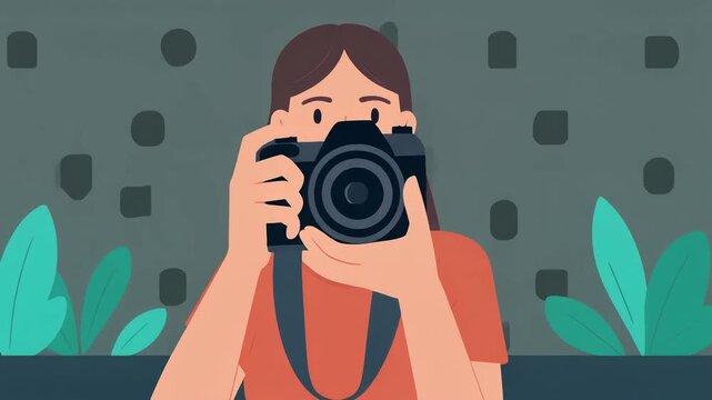 Capturing Moments A Photographer's Perspective in a Lush Setting, Vector Illustration