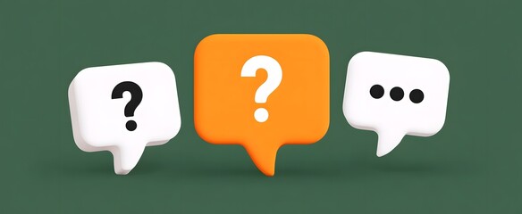 The question and message icons evoke connection and the warmth of communication and engagement.