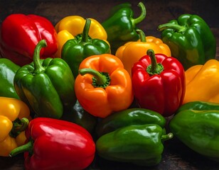 Vibrant colorful bell peppers, close-up