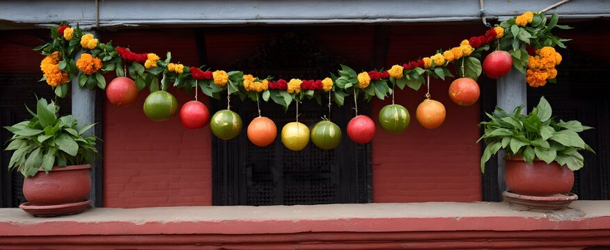 Traditional dashain festival decorations evoke deep joy and vibrant Nepalese celebration spirit