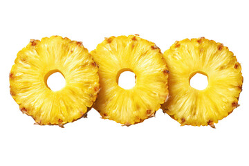 Three golden pineapple rings with black background