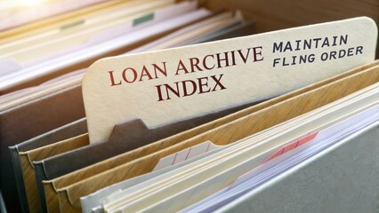Organized Loan Archive with Index Tabs for Efficient Document Management and Fling Order Maintenance in Office Environment
