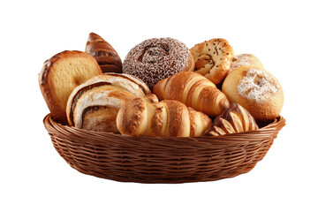 Assortment of baked goods in a woven basket