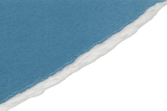 Torn blue paper with textured ripped edge on transparent background, separating blank space for content