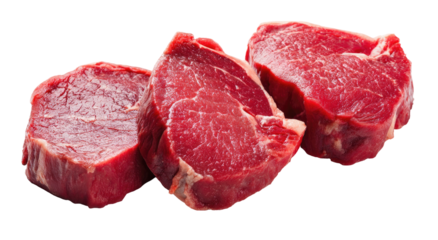 Fresh, raw red meat cuts, marbled and appetizing