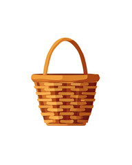 A woven basket with a handle, isolated on a black background