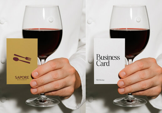 Elegant Wine Glass With Card Mockup Psd