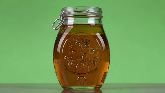  Honey Bottle Green Screen Animation Motion Graphics with Chroma Key Clip Template 4k Background Easily Removed Green Screen High Resolution Ultra High Definition 4k Video