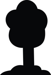 Stylized black tree silhouette icon on white