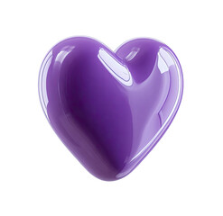 Glossy, iridescent purple heart on a stark black background