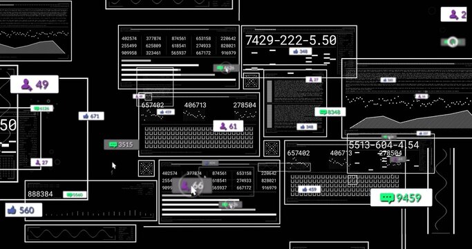 Displaying digital analytics interface on screen, showing dashboard panels, code windows, icons - Powered by Adobe