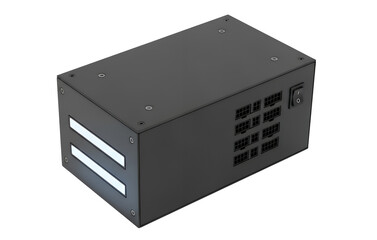 Fototapeta premium Power supply unit isolated on transparent background, a vital element for delivering stable power to computer components