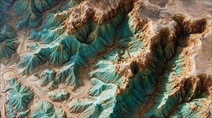 Striking Aerial View of a Vast Eroded Colorful Desert Landscape