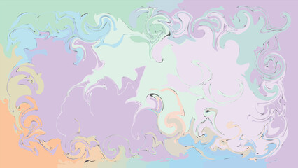 Abstract pastel swirl background, soft fluid gradient art forming smooth wave pattern with dreamy color blending. Perfect for modern wallpaper, banner, or digital template design.