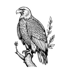 eagle on a branch with clipping path