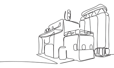 Continuous Line Drawing of Modern Factory