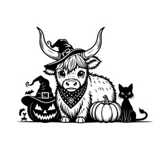 vector illustration of a halloween cow
