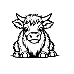 vector illustration of cartoon cow
