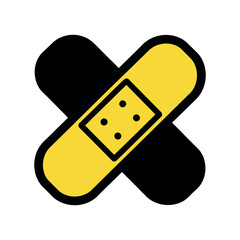 Crossed adhesive bandages first aid medical patch symbol icon graphic design