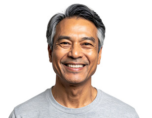 Obraz premium Close-Up Portrait of Smiling Mature Man, Top-Down Perspective, Isolated