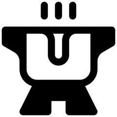 Cheese fondue. Outlined stroke vector icon with black-filled details.