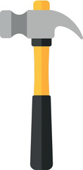 Yellow handle claw hammer vector tool for construction & diy