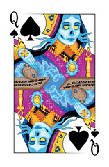 Ghost Queen of Spades Playing Card. Vector illustration.
