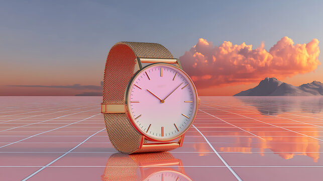 Minimalistic wristwatch mock-up glowing overlay elegant timepiece design sophisticated accessory concept premium watch fashion generated ai