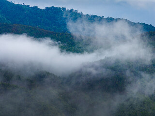 Obraz premium Aerial view of golden rice terraces at Mu Cang Chai town near Sapa city, North of Vietnam. Beautiful terraced rice field in harvest season in Yen Bai province.