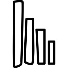 Hand Drawn Bar Chart Graph Icon With Four Vertical Bars Decreasing In Size Against A Transparent Background Indicating Decline Or Decrease In Data Representation
