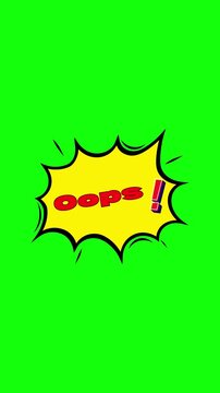 Mobile Ready Vertical Oops Text Animation on Green Screen for Social Media