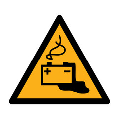 Battery charging vector design warning safety sign standar ISO 7010.