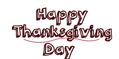Happy Thanksgiving Day Red Outlined Text