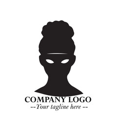 Woman Wearing Mask Logo Symbol in Black on the White Background with Elegant Minimal Design
