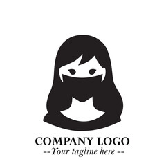 Woman Wearing Mask Logo Symbol in Black on the White Background with Elegant Minimal Design
