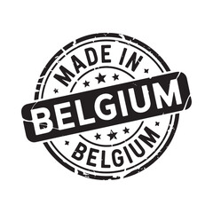 Circular stamp or seal with the text made in belgium