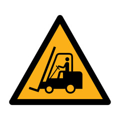 Forklift trucks and other industrial vehicles vector design warning safety sign standar ISO 7010