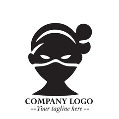 Woman Wearing Mask Logo Symbol in Black on the White Background with Elegant Minimal Design
