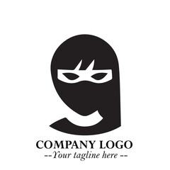 Woman Wearing Mask Logo Symbol in Black on the White Background with Elegant Minimal Design
