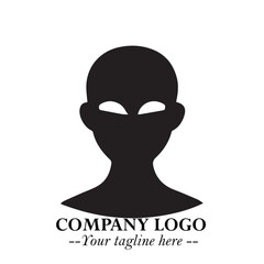 Woman Wearing Mask Logo Symbol in Black on the White Background with Elegant Minimal Design
