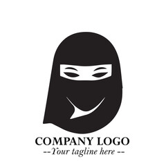Woman Wearing Mask Logo Symbol in Black on the White Background with Elegant Minimal Design
