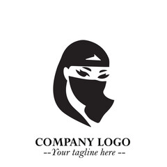 Woman Wearing Mask Logo Symbol in Black on the White Background with Elegant Minimal Design
