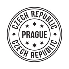 Circular stamp with prague czech republic text and stars